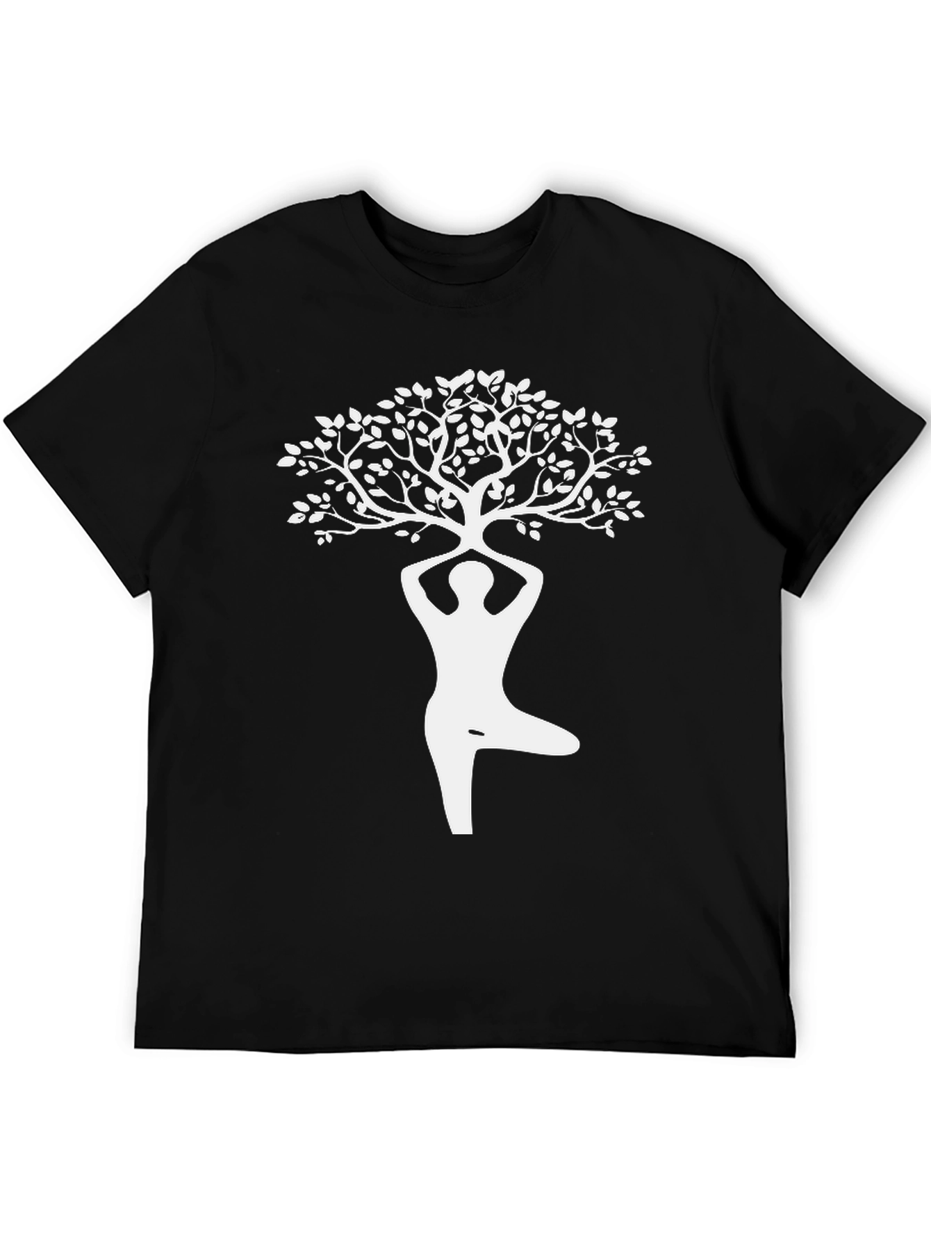 Yoga Tree Pose Graphic Tee - Black Cotton Shirt