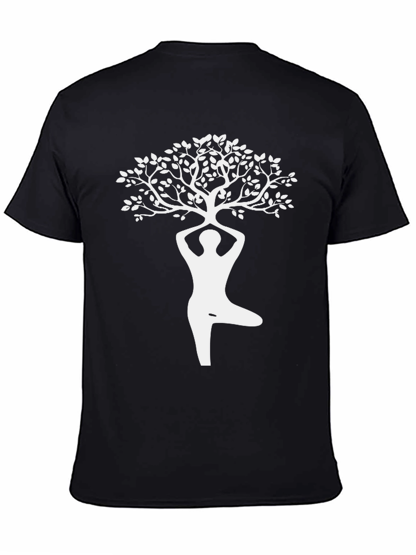 Yoga Tree Pose Graphic Tee - Black Cotton Shirt