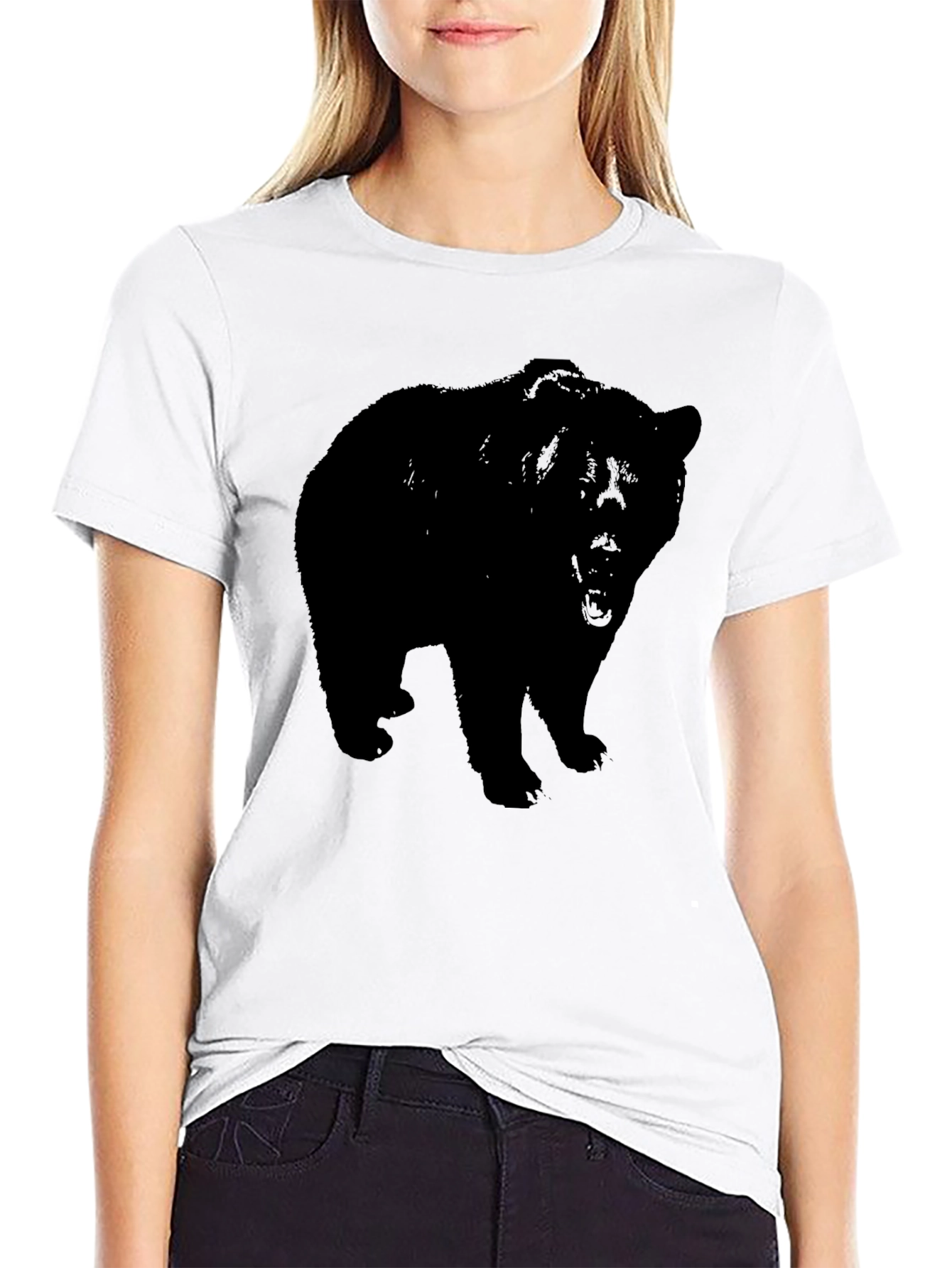 Mens Black Bear Graphic Print T-Shirt