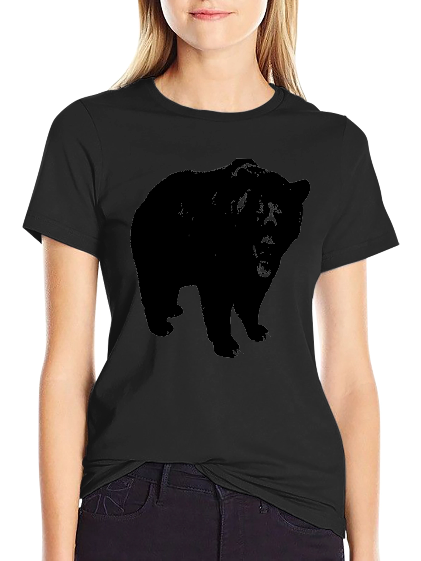 Mens Black Bear Graphic Print T-Shirt