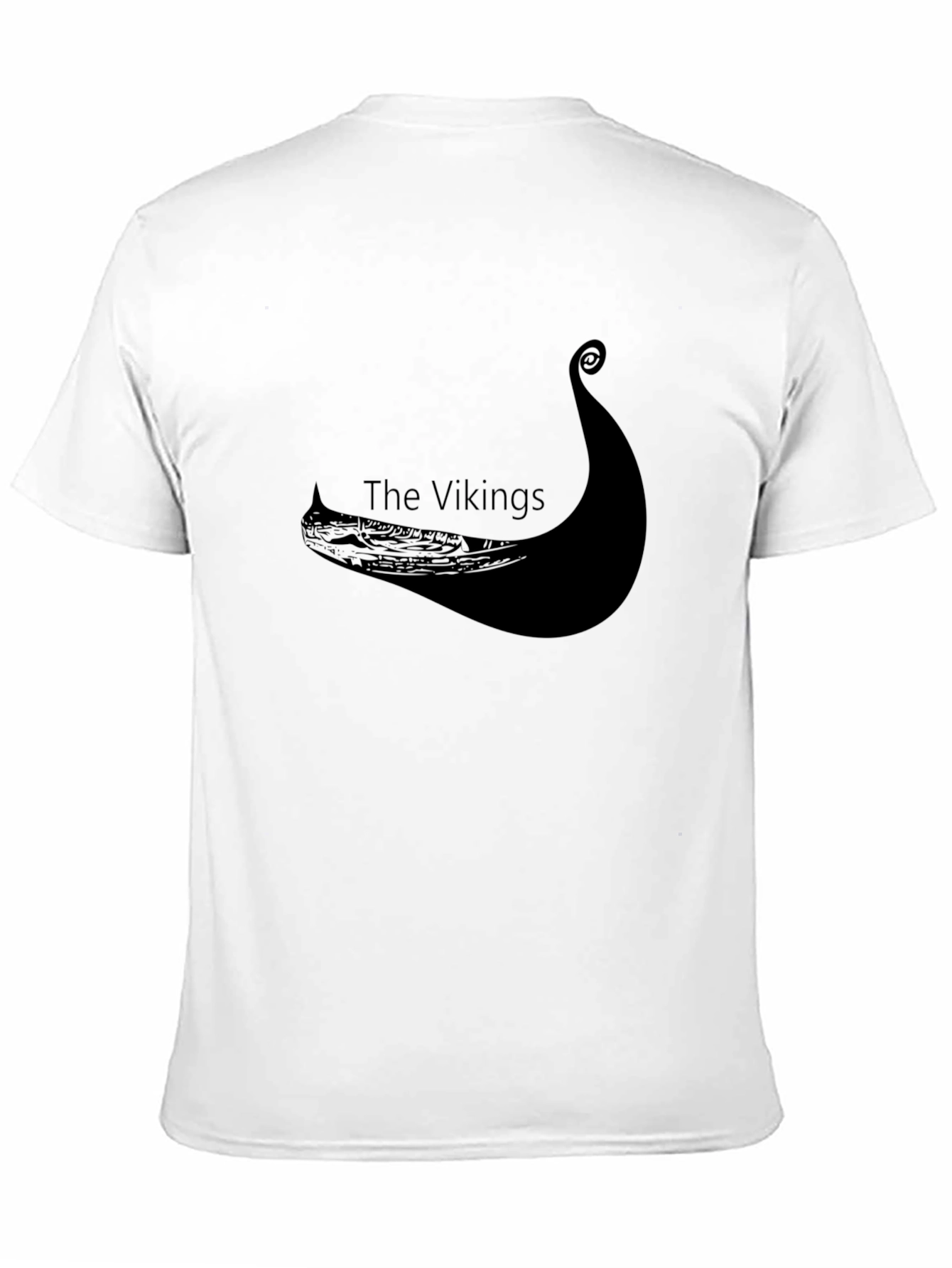 Viking Ship Graphic Tee - Black Cotton T-Shirt