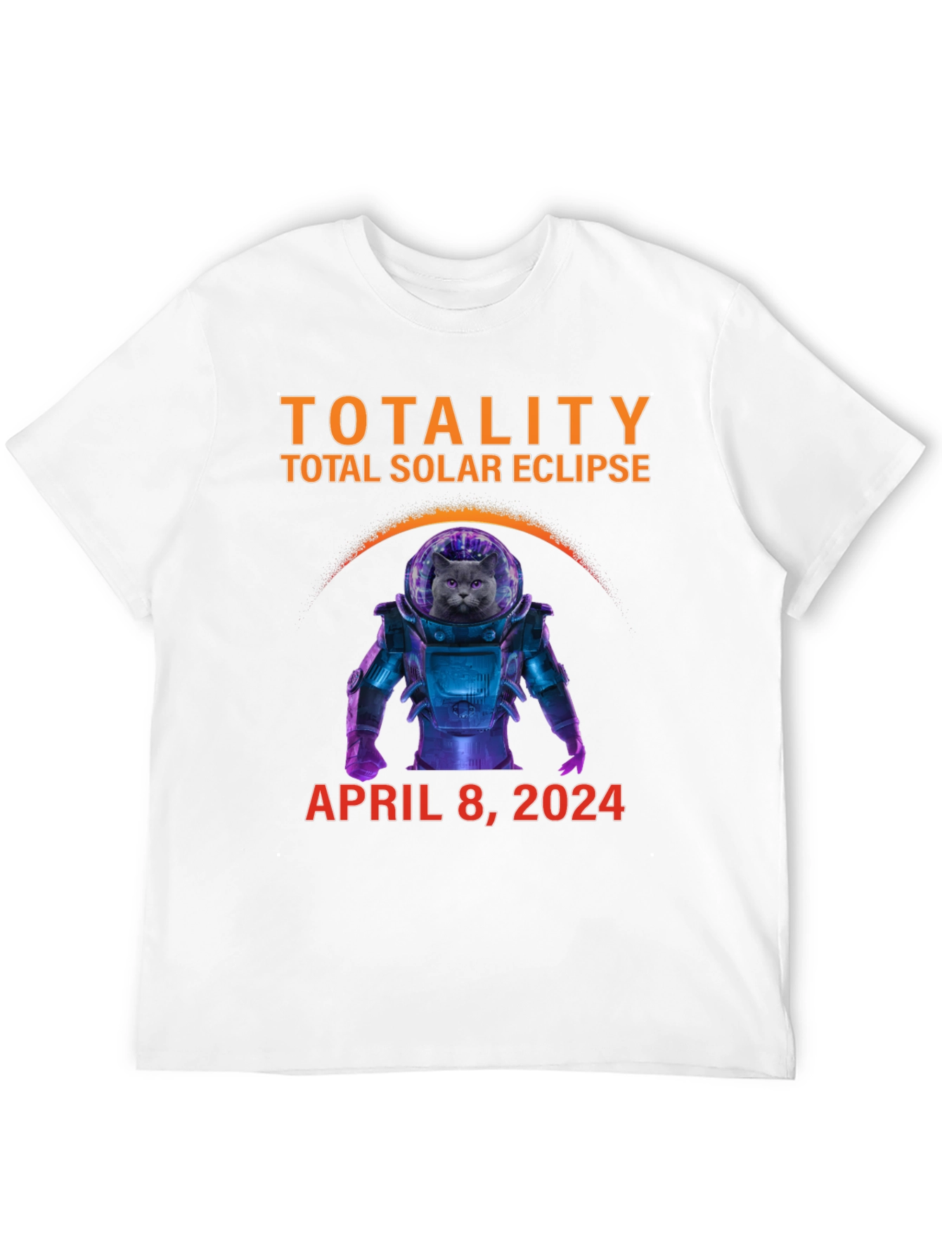 Total Solar Eclipse 2024 Cat Astronaut T-Shirt
