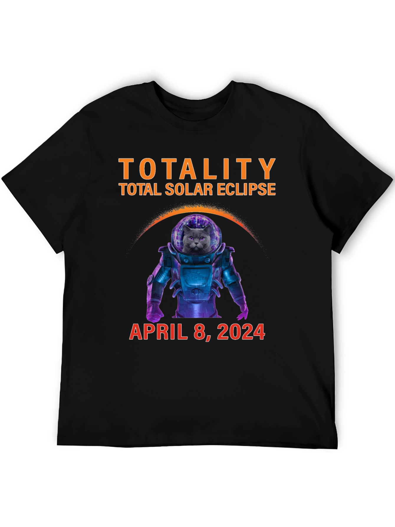 Total Solar Eclipse 2024 Cat Astronaut T-Shirt