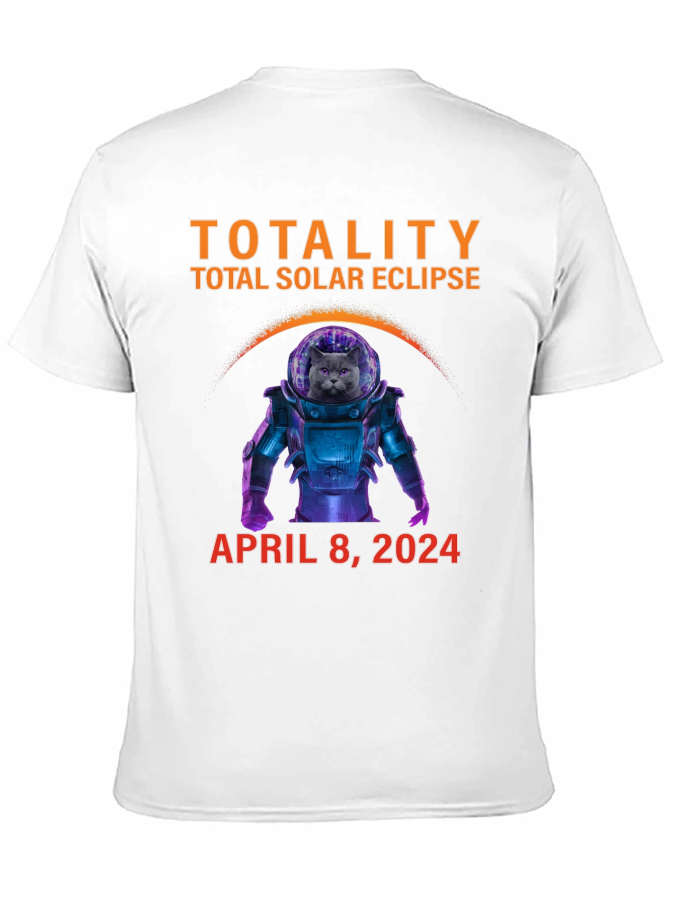 Total Solar Eclipse 2024 Cat Astronaut T-Shirt