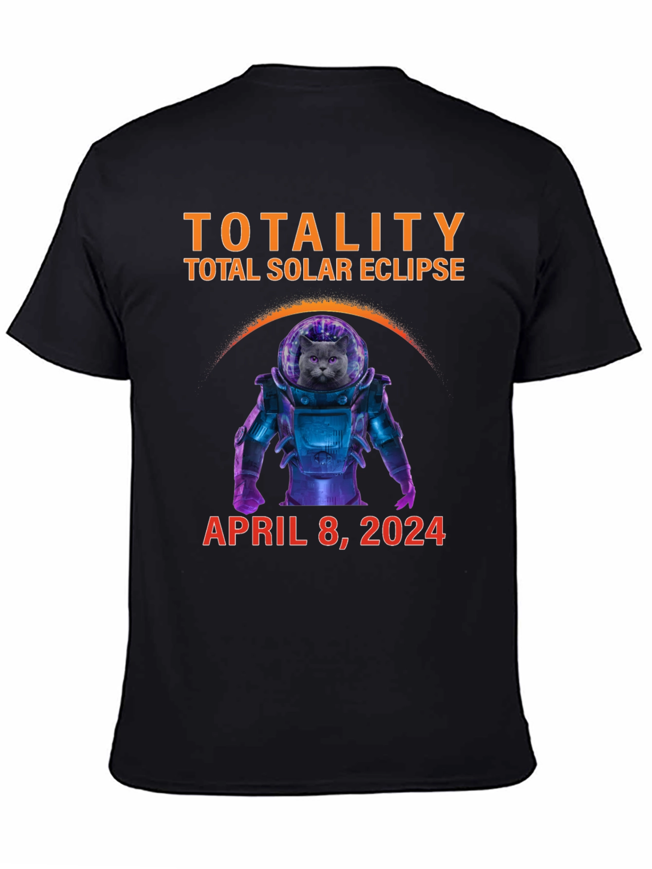 Total Solar Eclipse 2024 Cat Astronaut T-Shirt