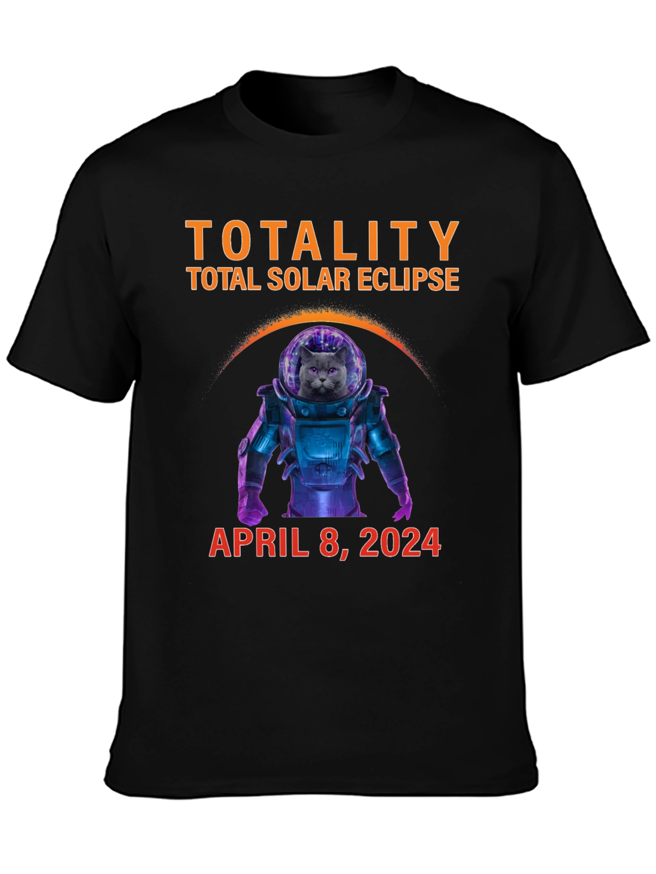 Total Solar Eclipse 2024 Cat Astronaut T-Shirt