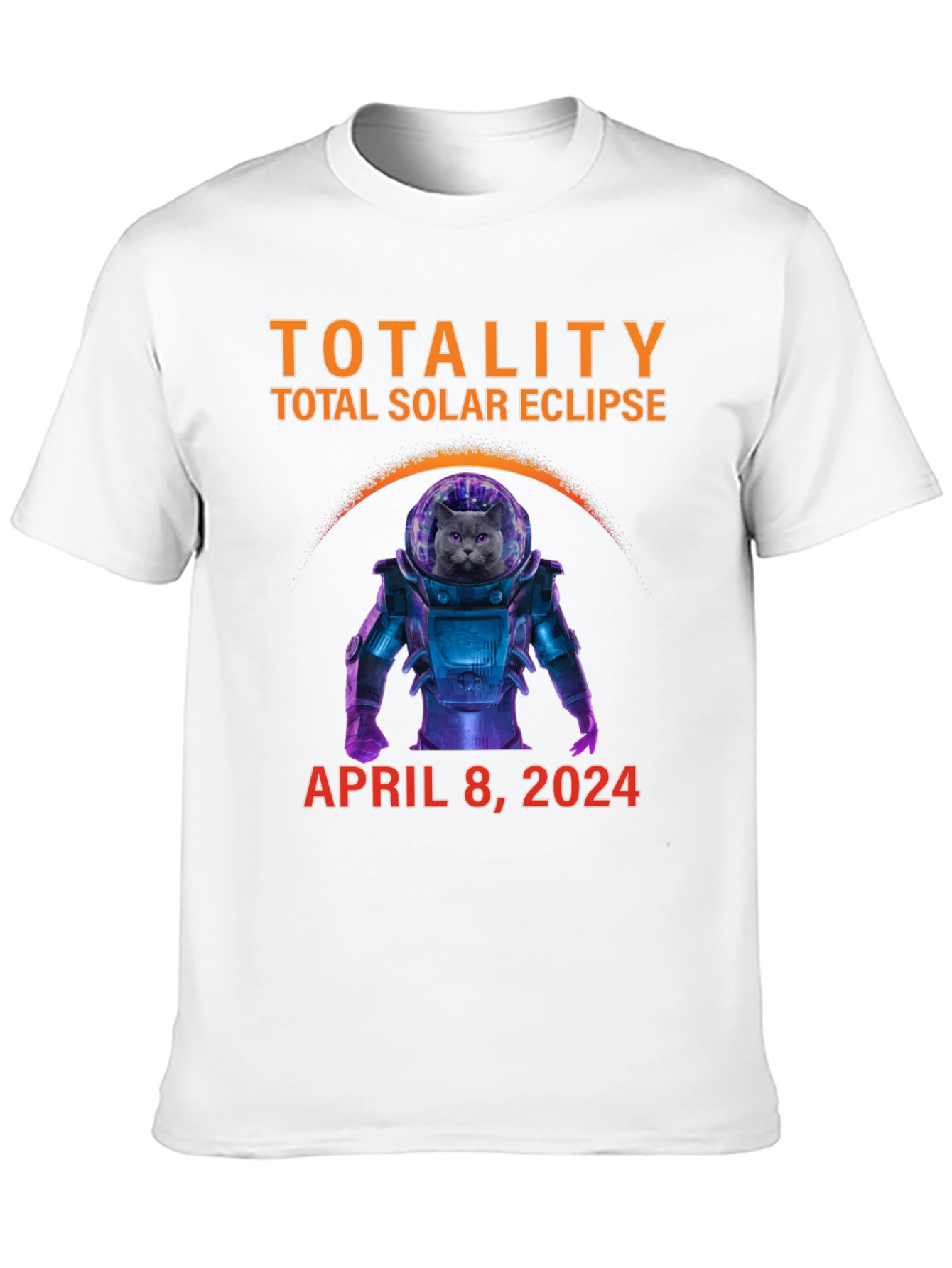 Total Solar Eclipse 2024 Cat Astronaut T-Shirt