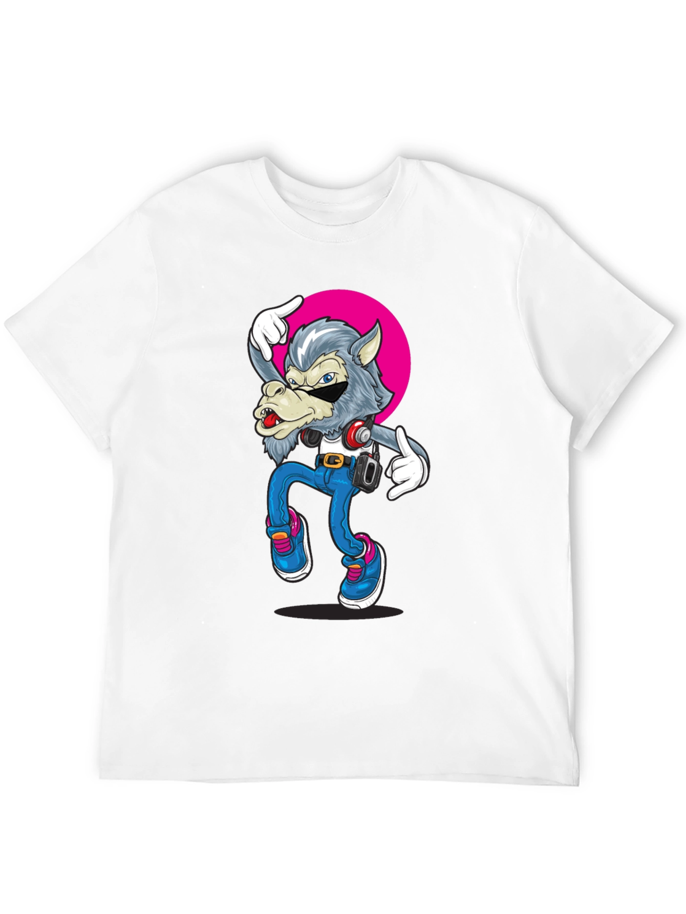 Cool Wolf Graphic Tee - Black Cotton