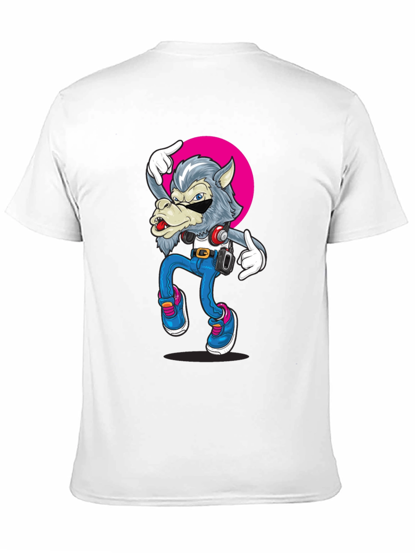 Cool Wolf Graphic Tee - Black Cotton