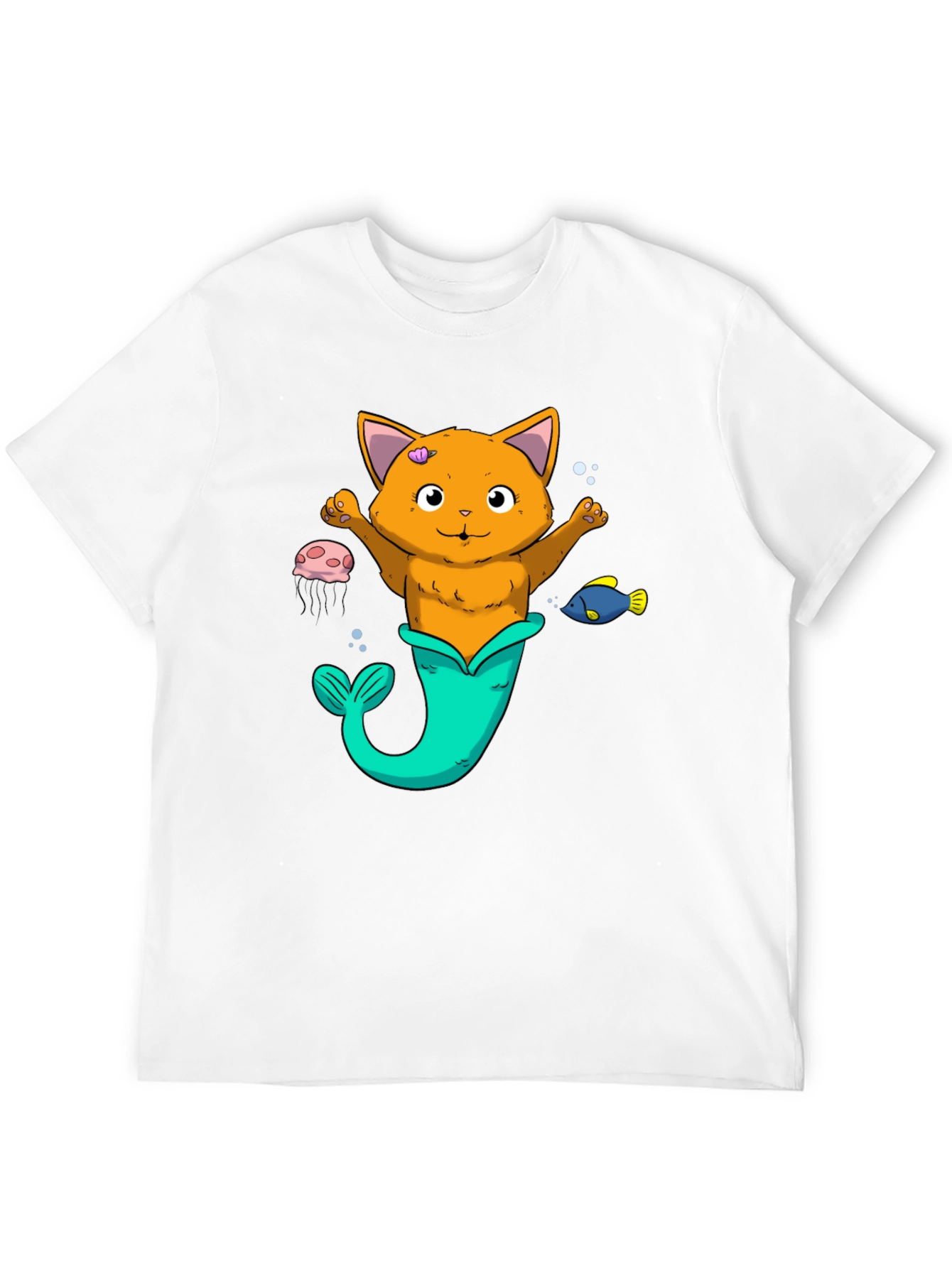 Cat Mermaid Graphic Tee - Black Unisex Shirt