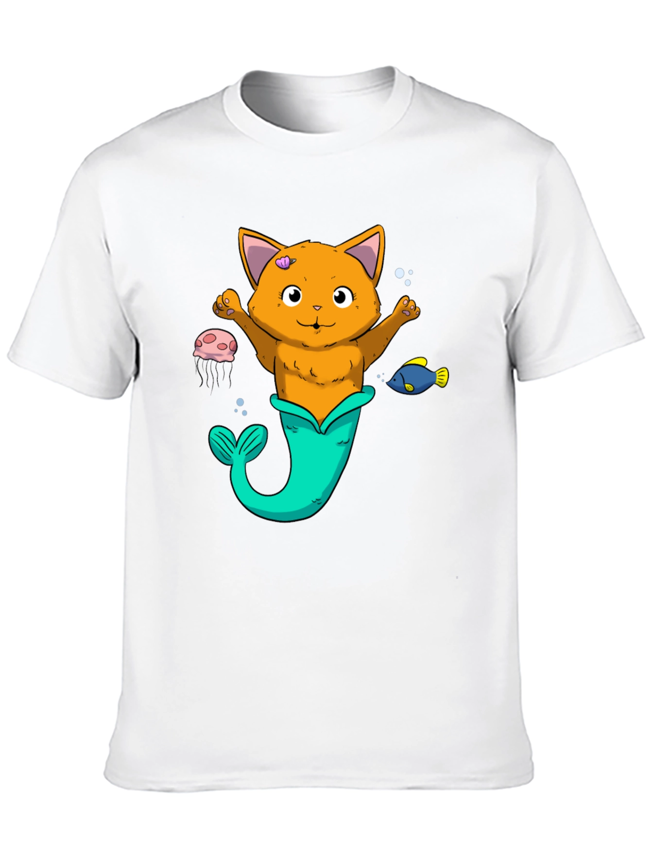 Cat Mermaid Graphic Tee - Black Unisex Shirt