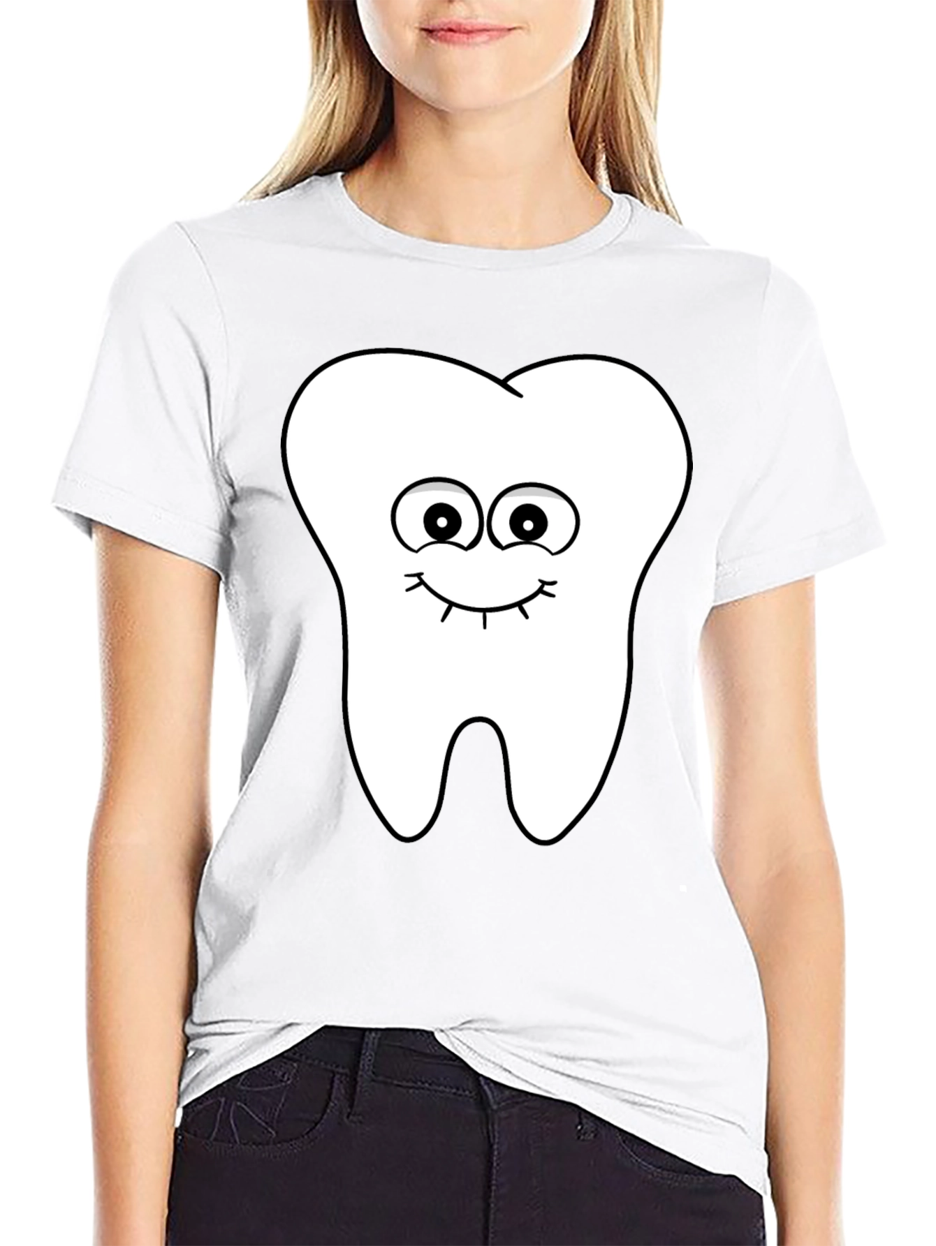 Funny Tooth Graphic Tee - Black Cotton T-Shirt