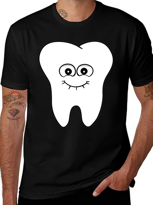 Funny Tooth Graphic Tee - Black Cotton T-Shirt