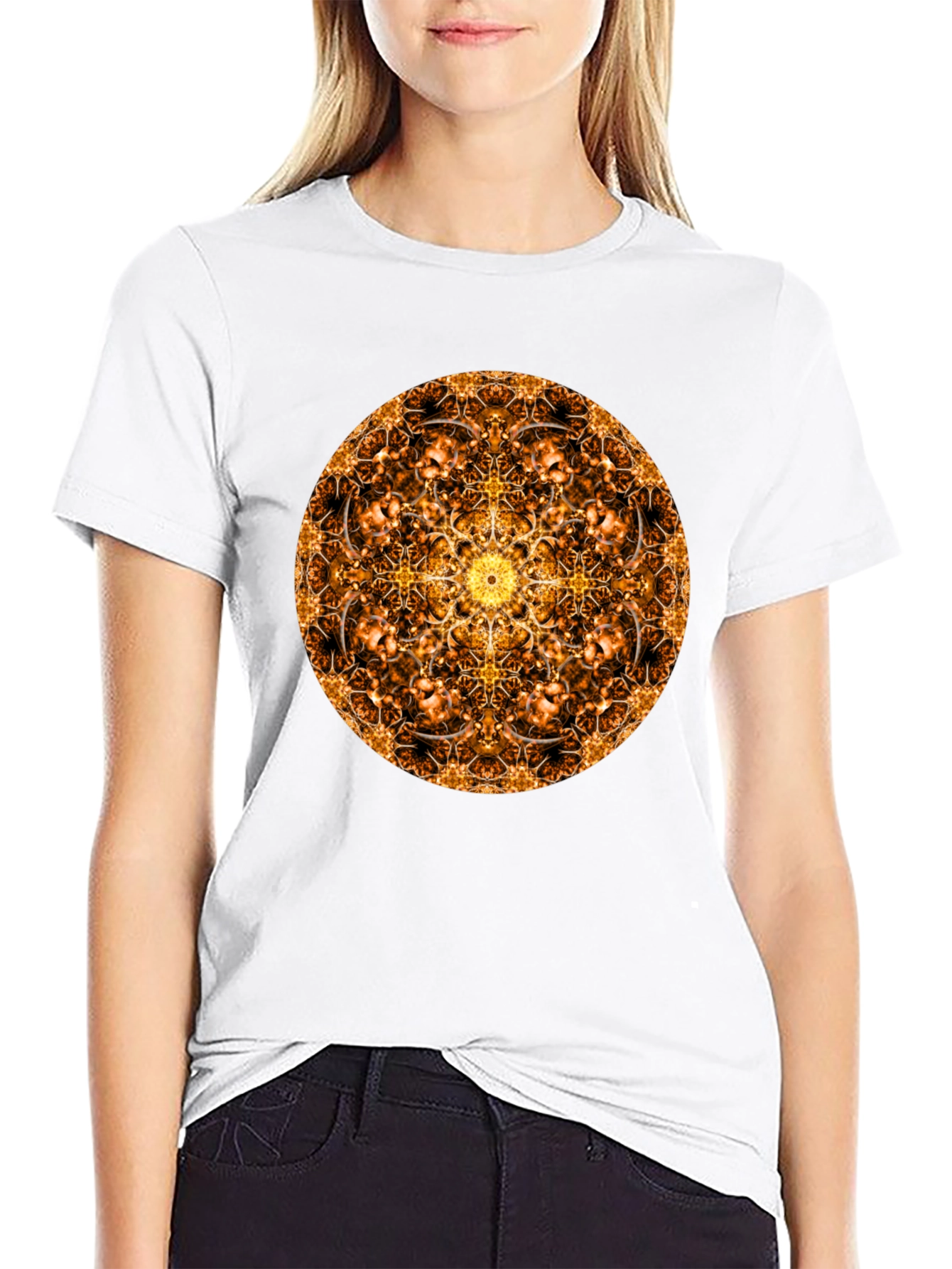 Golden Mandala T-Shirt: Sacred Geometry Design