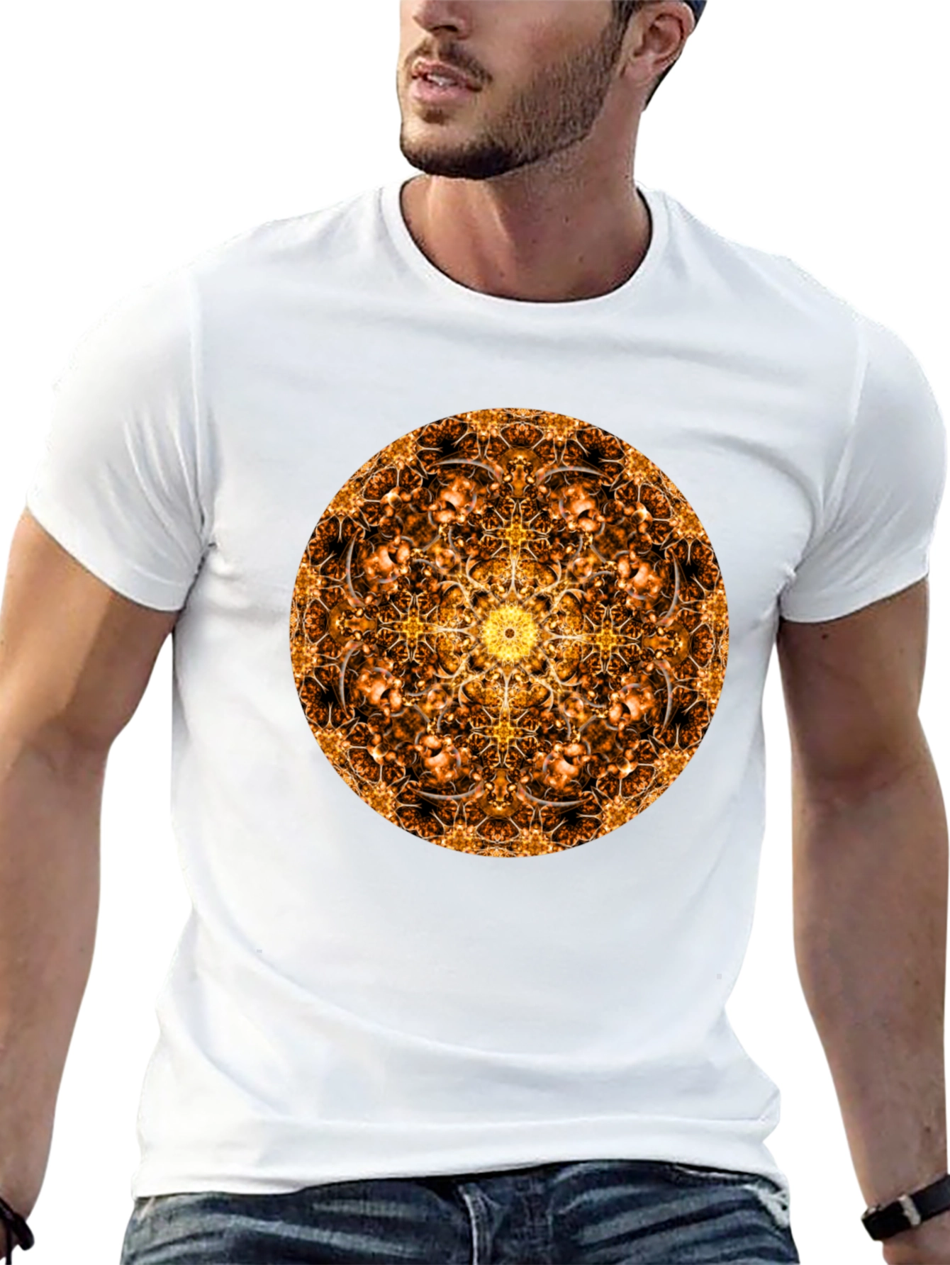 Golden Mandala T-Shirt: Sacred Geometry Design