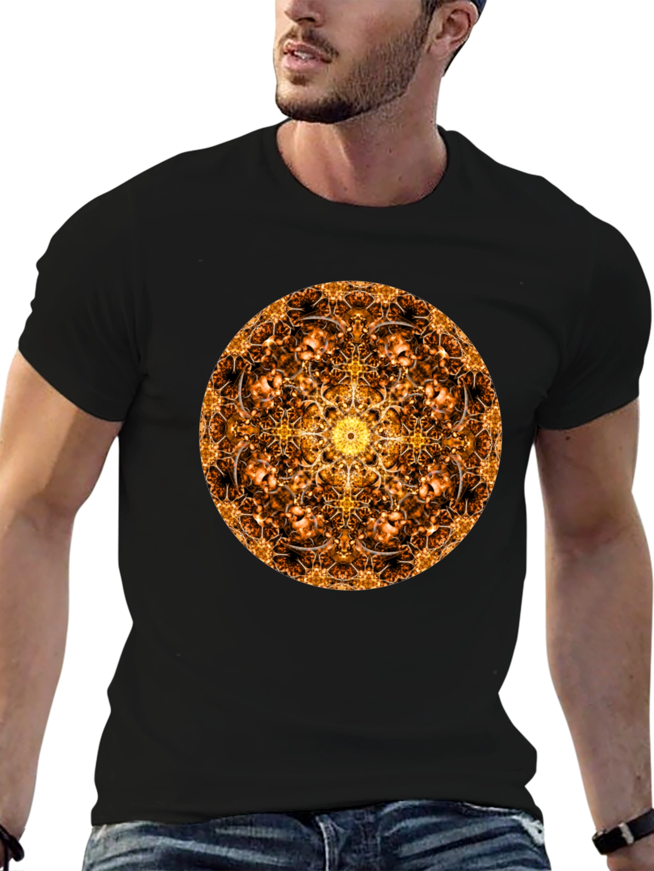 Golden Mandala T-Shirt: Sacred Geometry Design