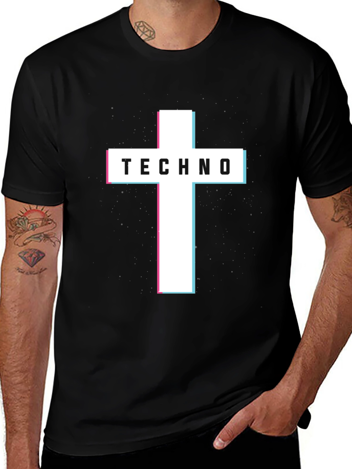 Techno Cross Graphic Tee - Modern Style