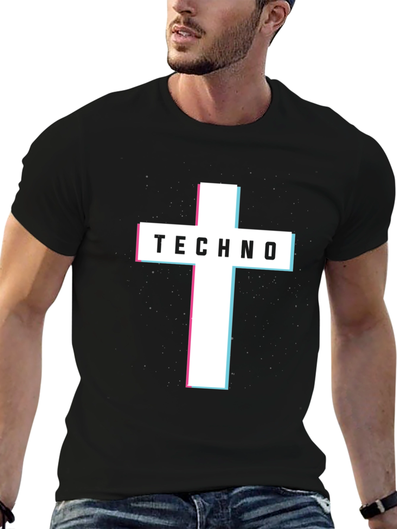 Techno Cross Graphic Tee - Modern Style