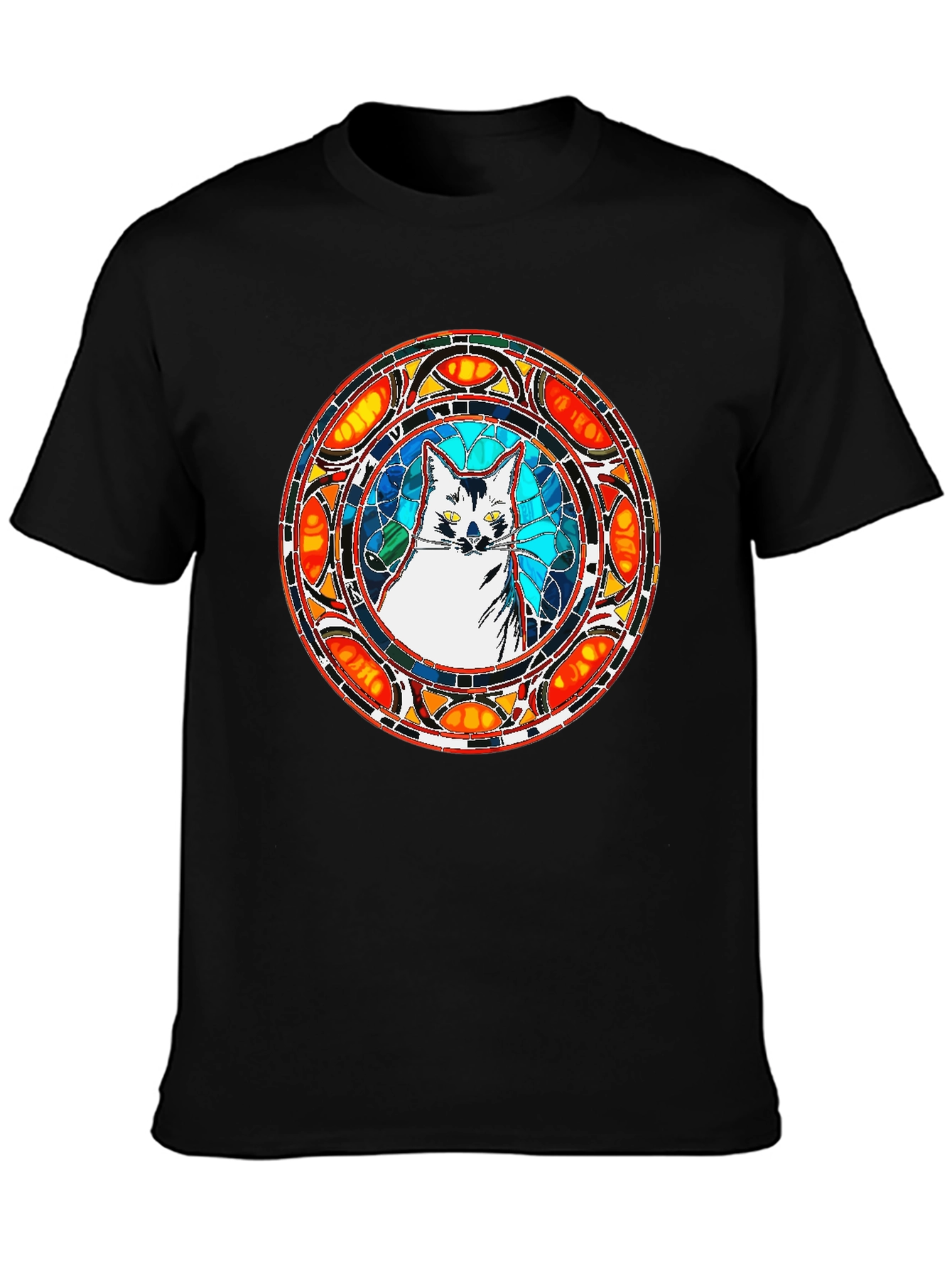 Stained Glass Cat T-Shirt - Unique Artistic Design