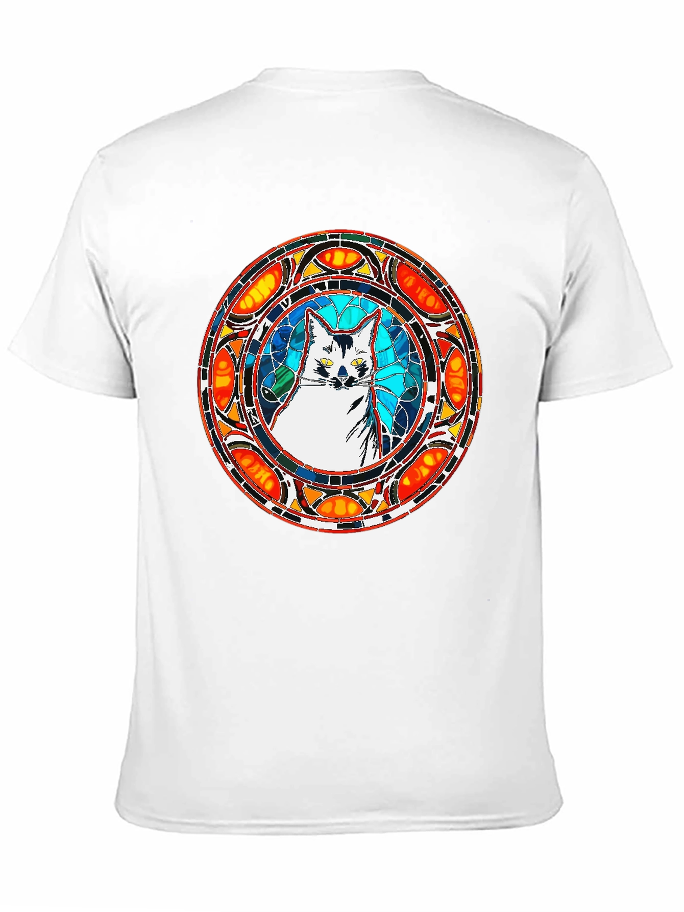 Stained Glass Cat T-Shirt - Unique Artistic Design