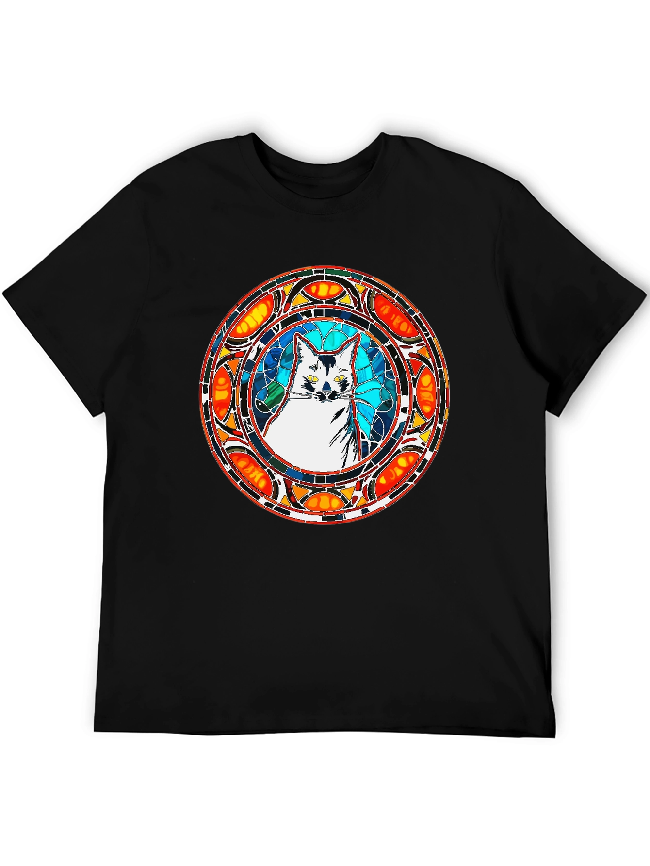 Stained Glass Cat T-Shirt - Unique Artistic Design