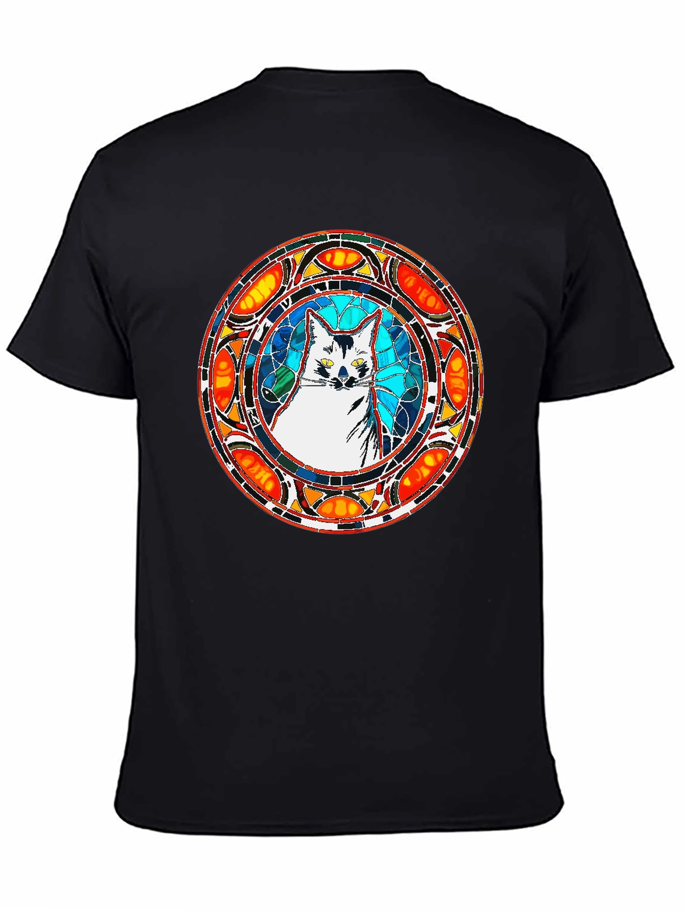 Stained Glass Cat T-Shirt - Unique Artistic Design