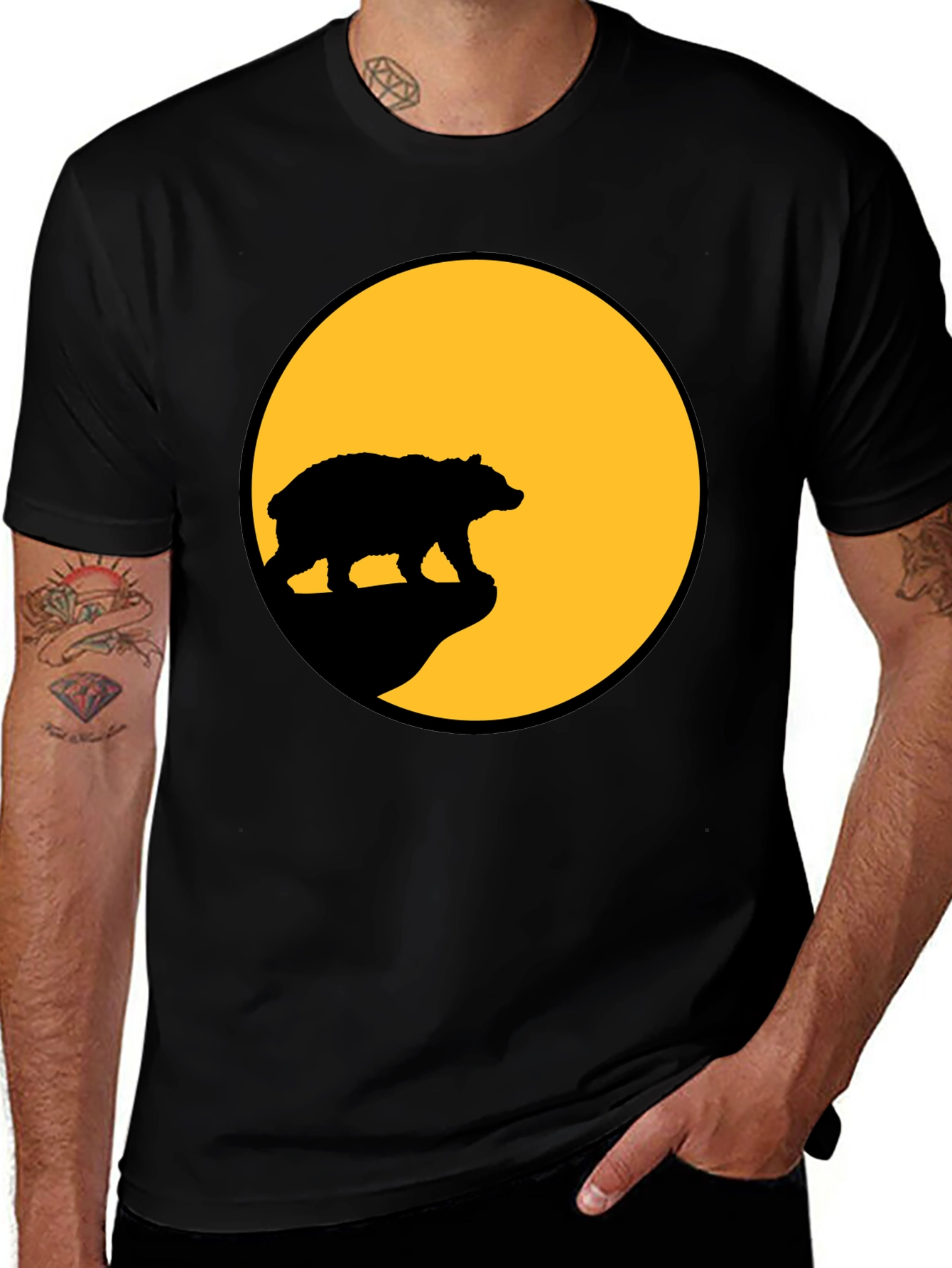 Bear Silhouette T-Shirt - Black Graphic Tee