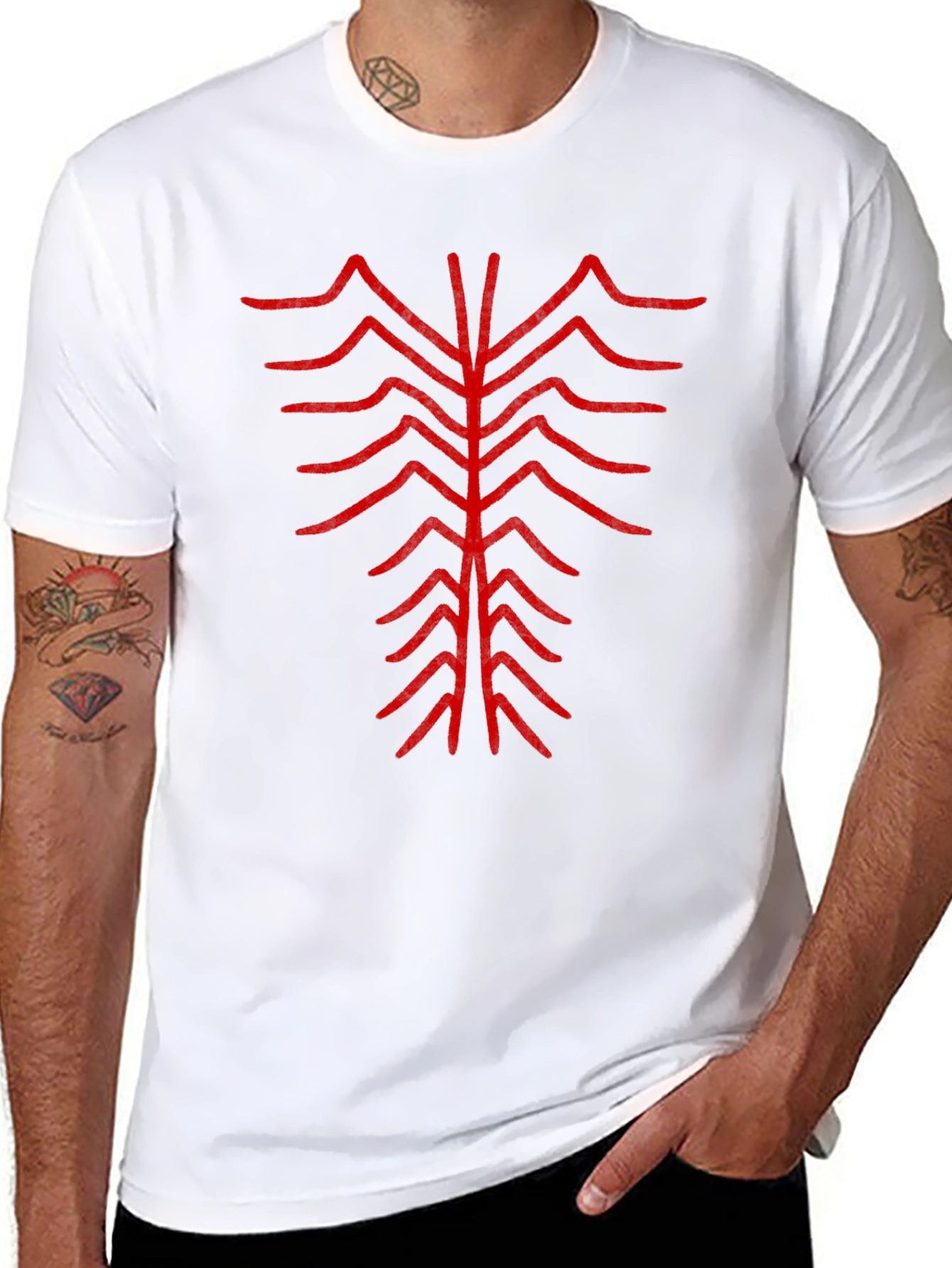 Abstract Red Design Black T-Shirt