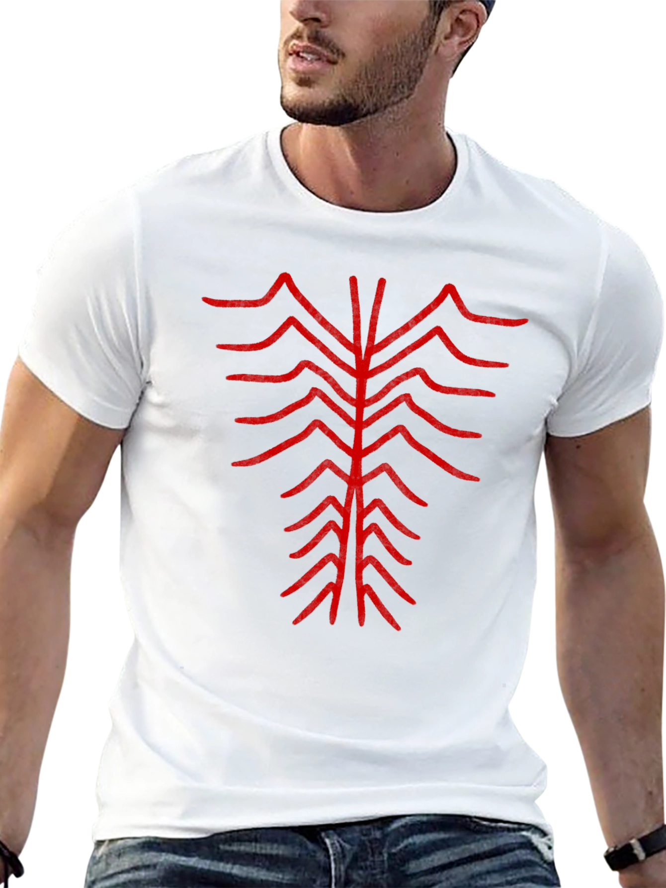 Abstract Red Design Black T-Shirt