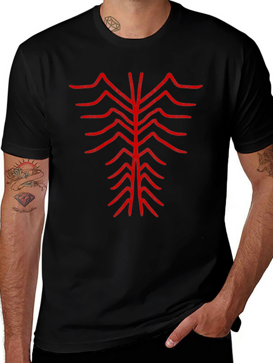 Abstract Red Design Black T-Shirt
