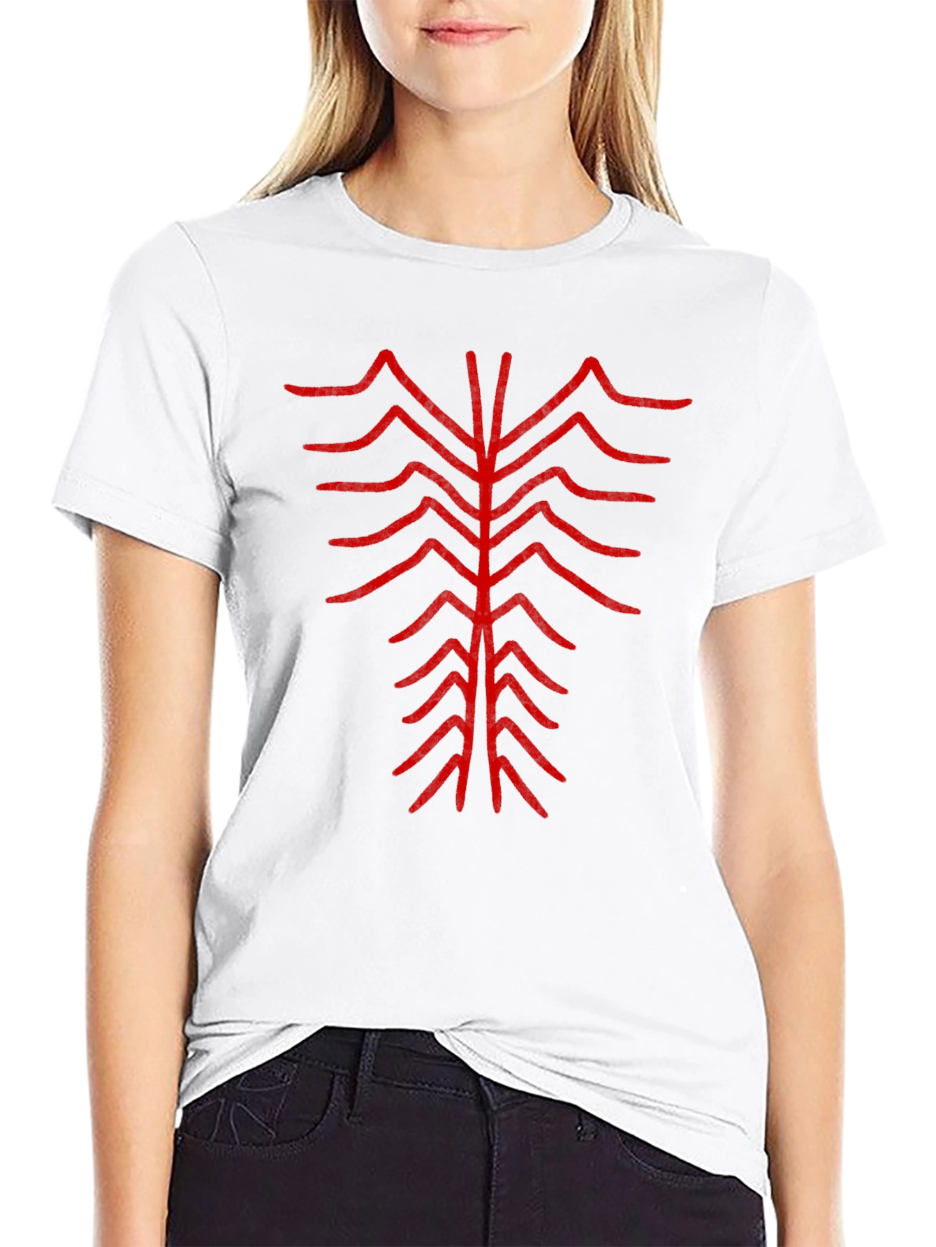 Abstract Red Design Black T-Shirt