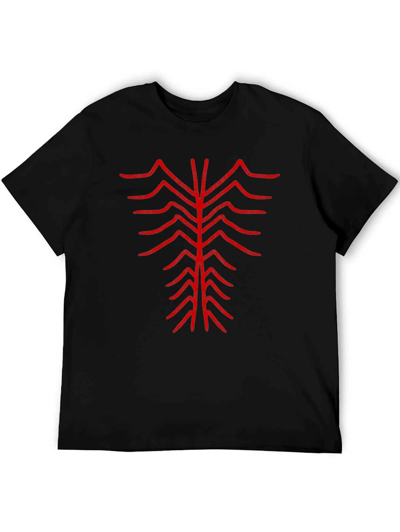 Abstract Red Design Black T-Shirt