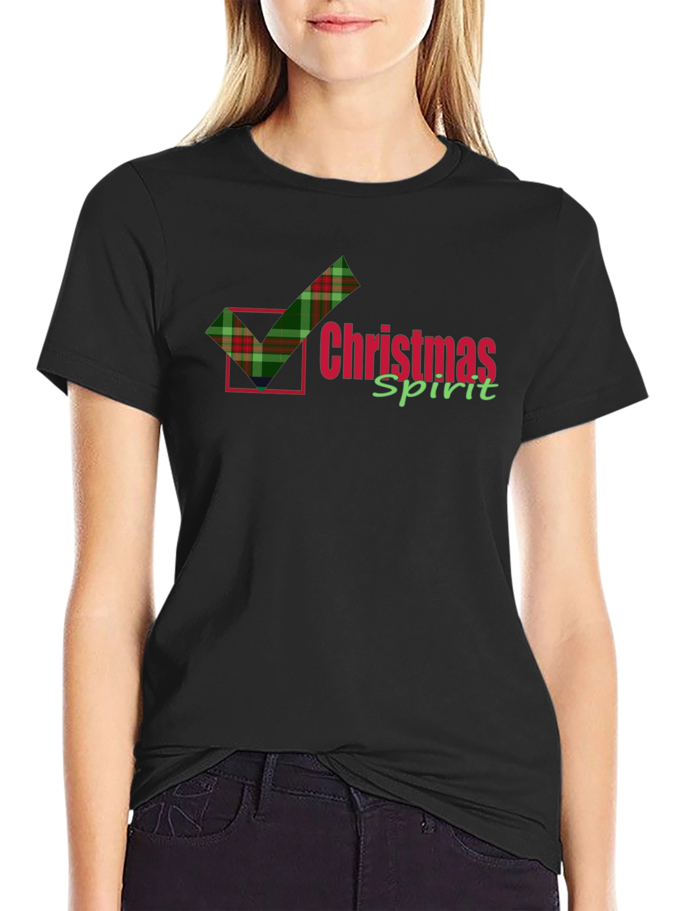 Christmas Spirit Plaid Check T-Shirt