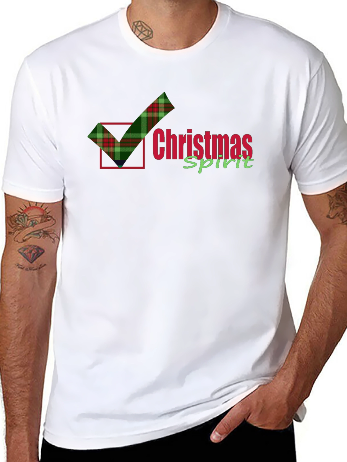 Christmas Spirit Plaid Check T-Shirt