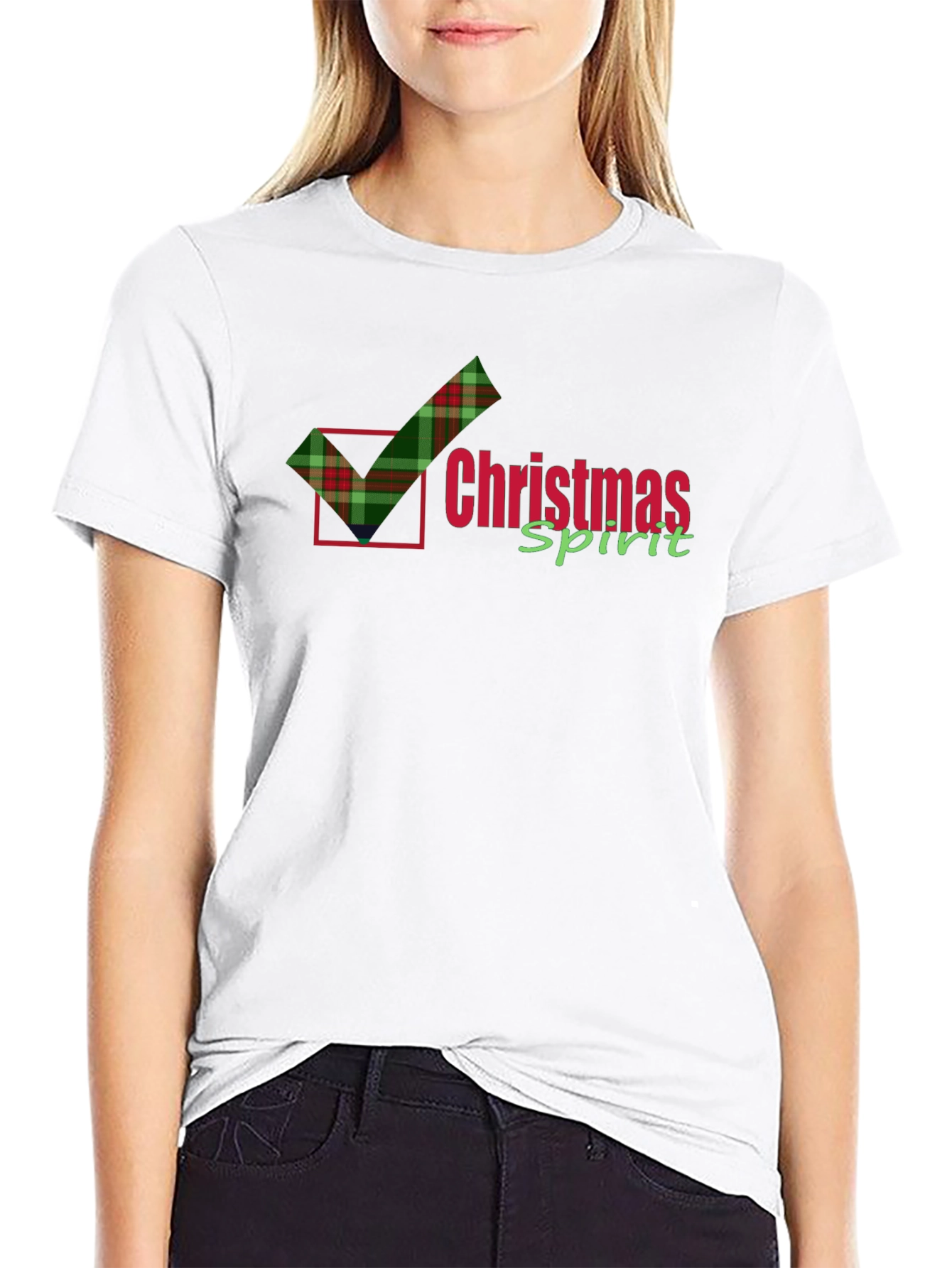 Christmas Spirit Plaid Check T-Shirt