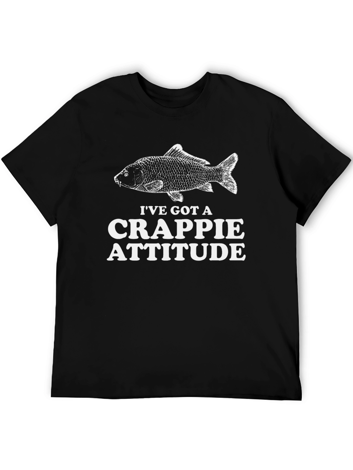 Funny Fishing T-Shirt - Crappie Attitude Black Tee
