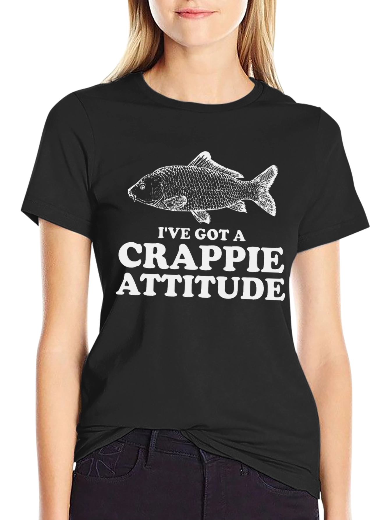 Funny Fishing T-Shirt - Crappie Attitude Black Tee