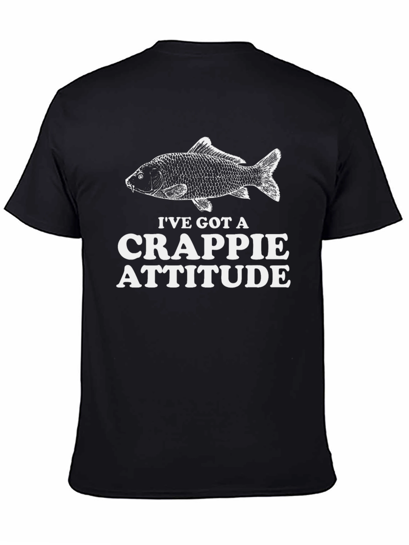 Funny Fishing T-Shirt - Crappie Attitude Black Tee