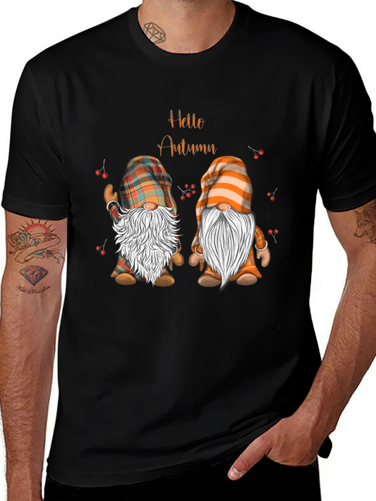 Hello Autumn Gnomes Black T-Shirt