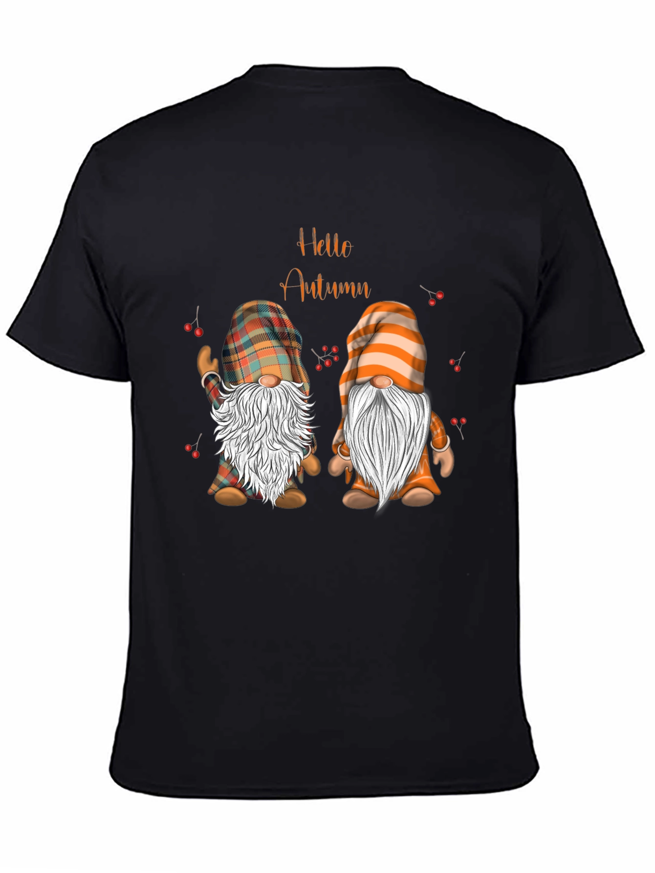Hello Autumn Gnomes Black T-Shirt