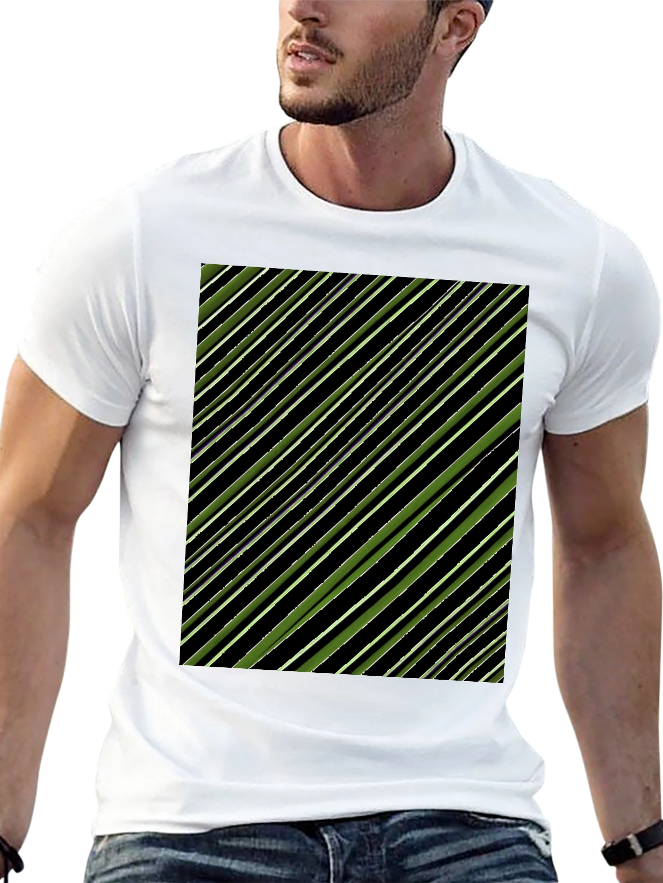Striped Pattern Tee - Modern Graphic Print