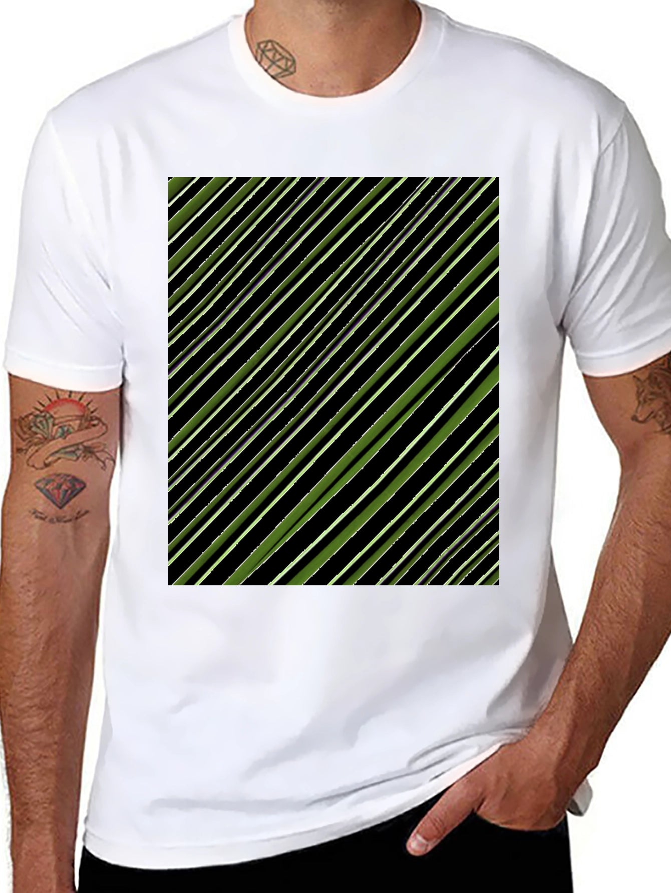 Striped Pattern Tee - Modern Graphic Print
