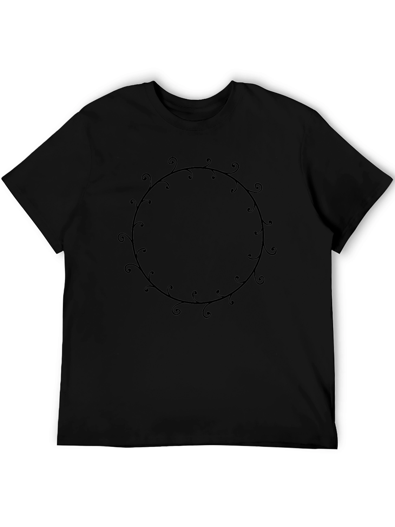 Black T-Shirt with Ornamental Circle Design