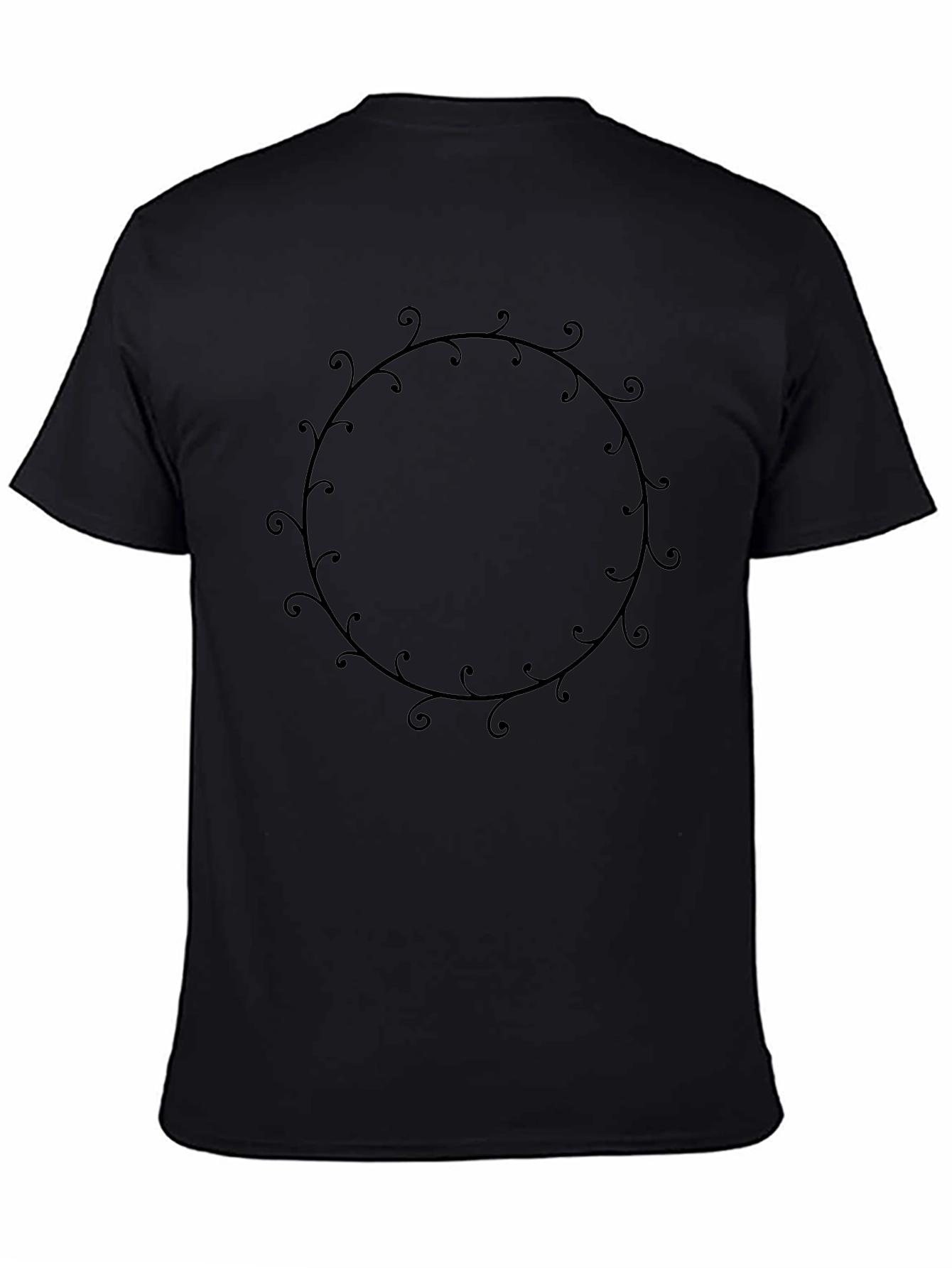 Black T-Shirt with Ornamental Circle Design