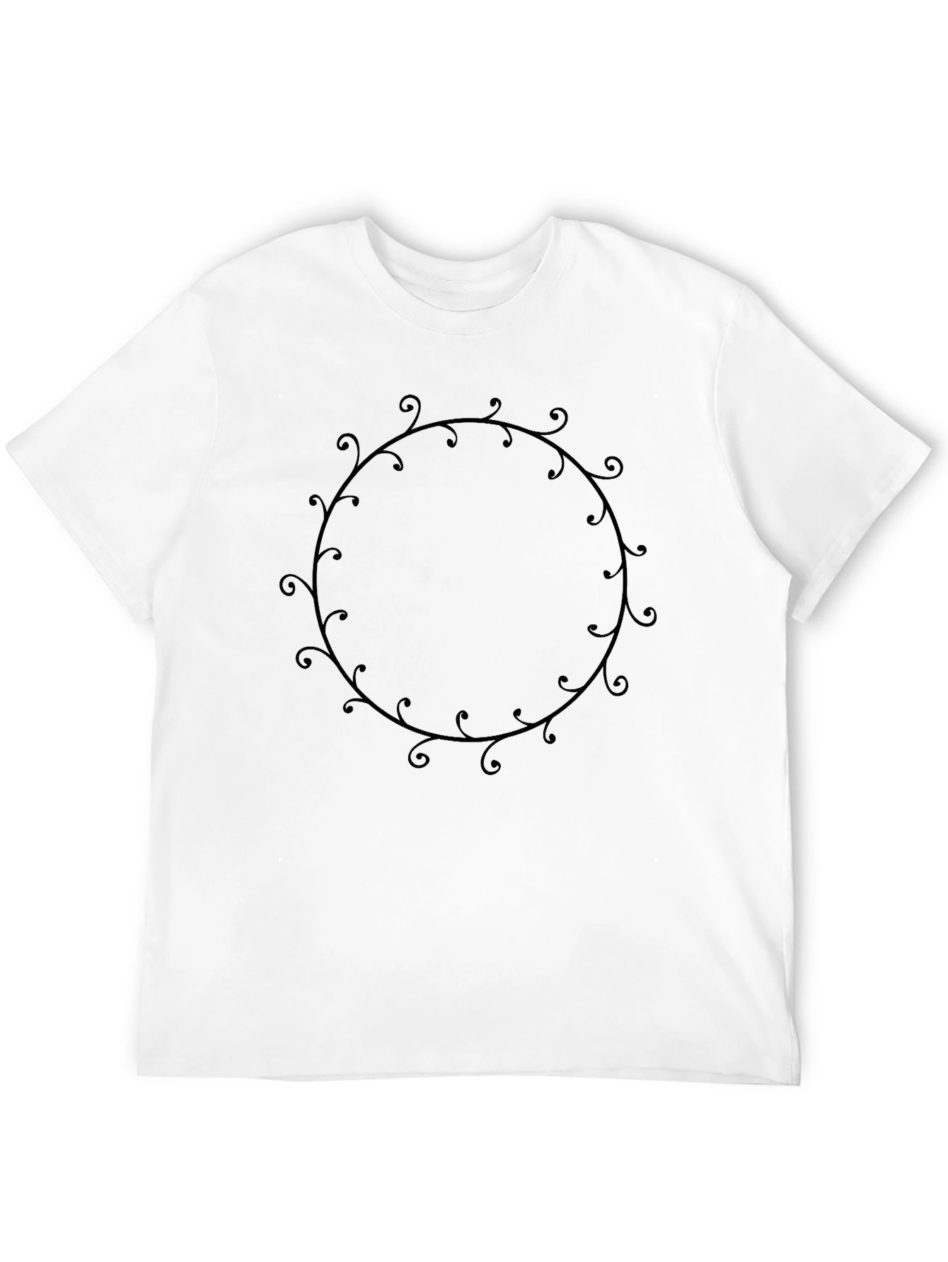 Black T-Shirt with Ornamental Circle Design