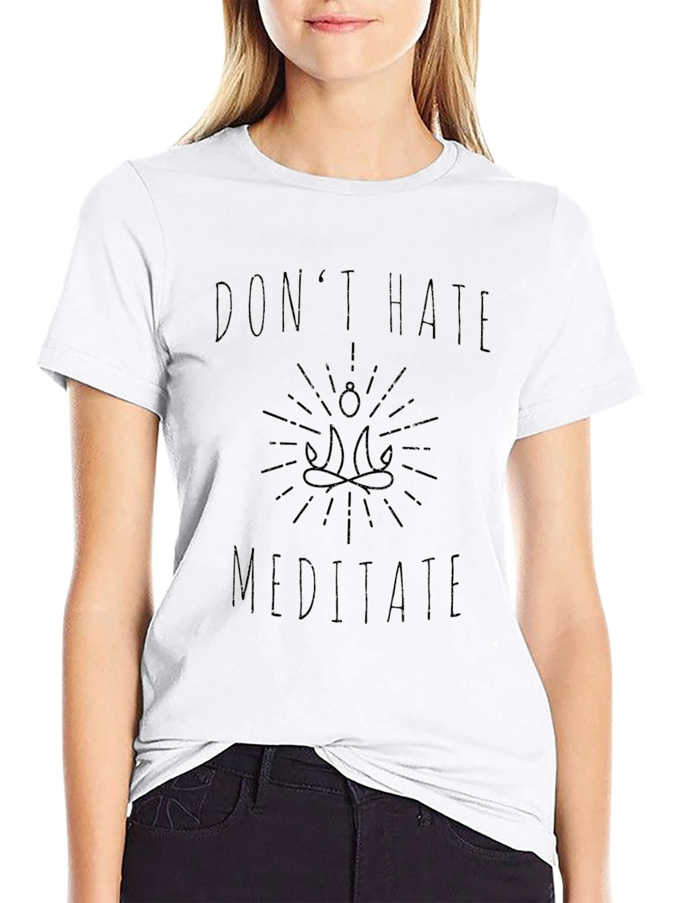 Dont Hate Meditate Graphic Tee - Mens Black T-Shirt
