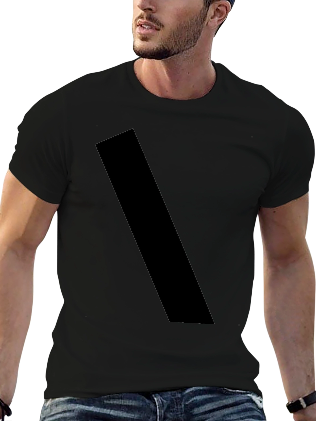Black Casual Mens T-Shirt