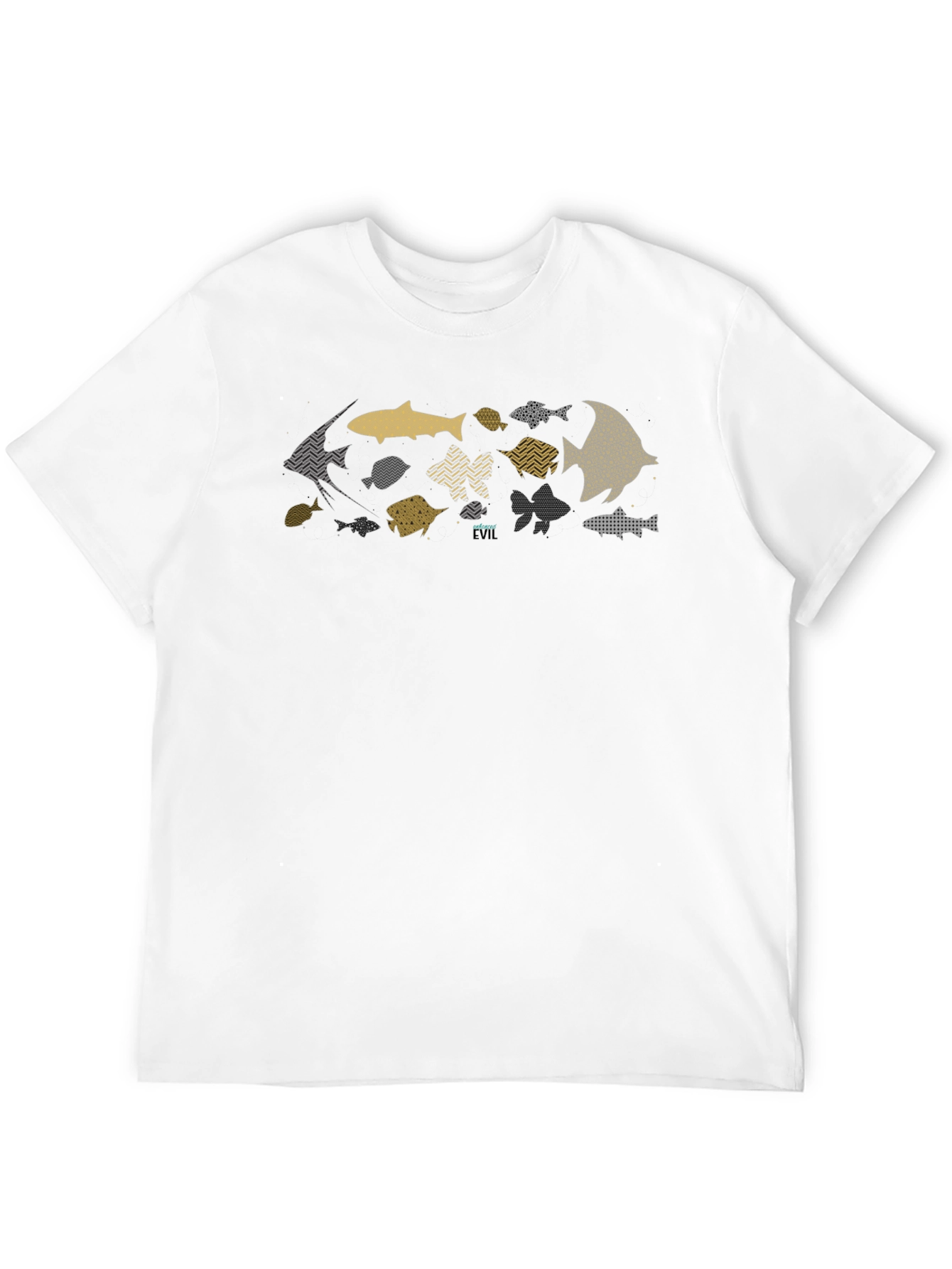 Trendy Fish Pattern Black T-Shirt