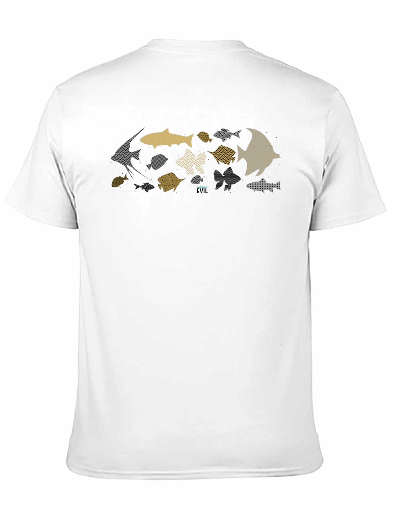 Trendy Fish Pattern Black T-Shirt