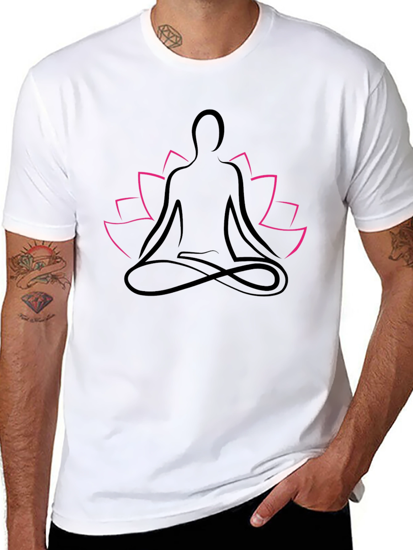 Zen Lotus Meditation T-Shirt - Black